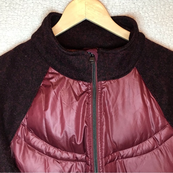 London Fog Down Filled Puffer Sweater Zip Jacket Size Large Burgundy Heather VTG - Picture 2 of 10